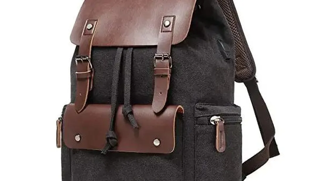 American made backpack in canvas and leather