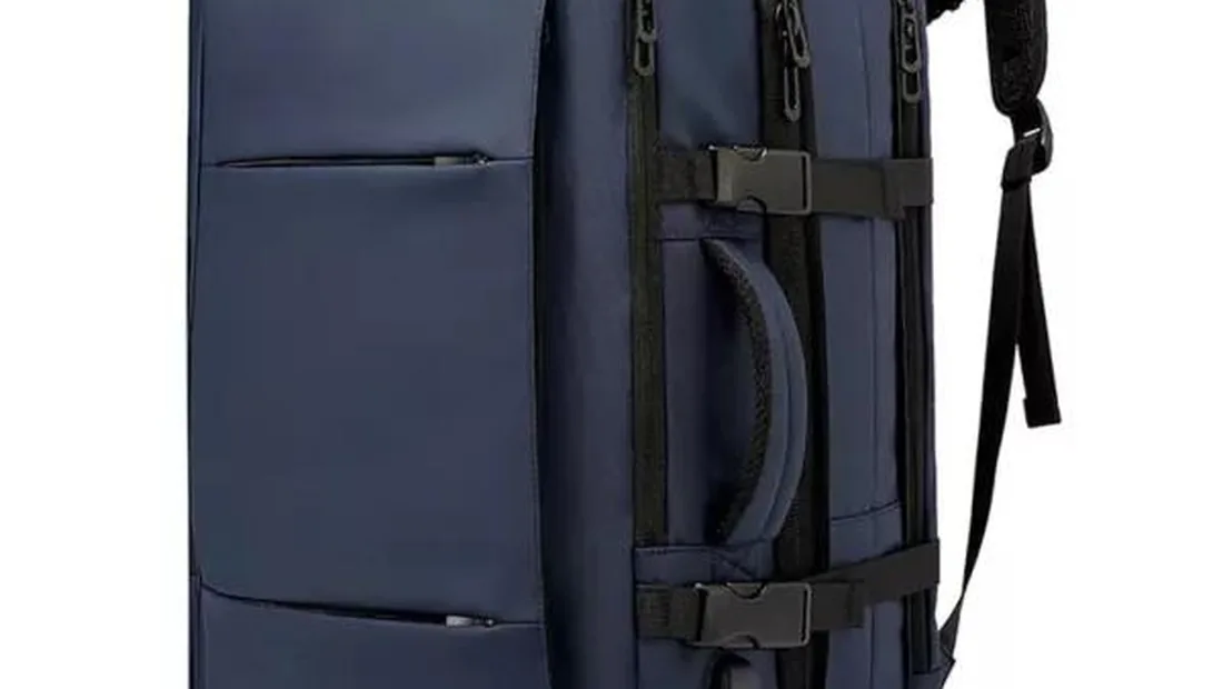Drawstring backpack in use