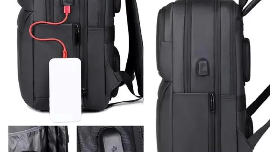 Backpack with main compartment open showing front, back, and side panels