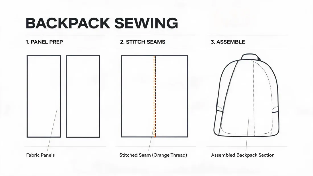 sewing backpacks on a Chinese