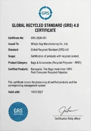 Global Recycled Standard certificate