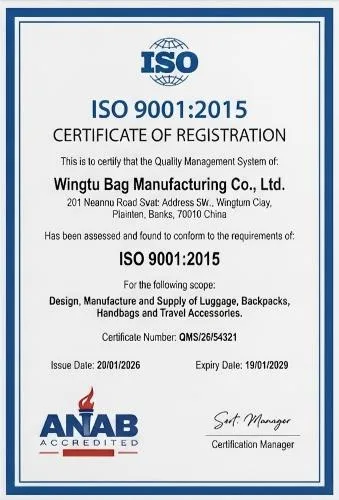 ISO 9001 certificate for the Camytonc factory